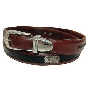 Onyx Brighton Mens Leather Belt Size 40 Golf Conchos Western Style Brown Black